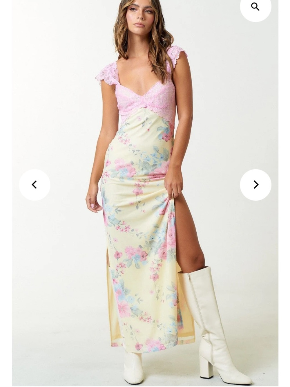Blue Blush Pink and Cream Floral Maxi Dress